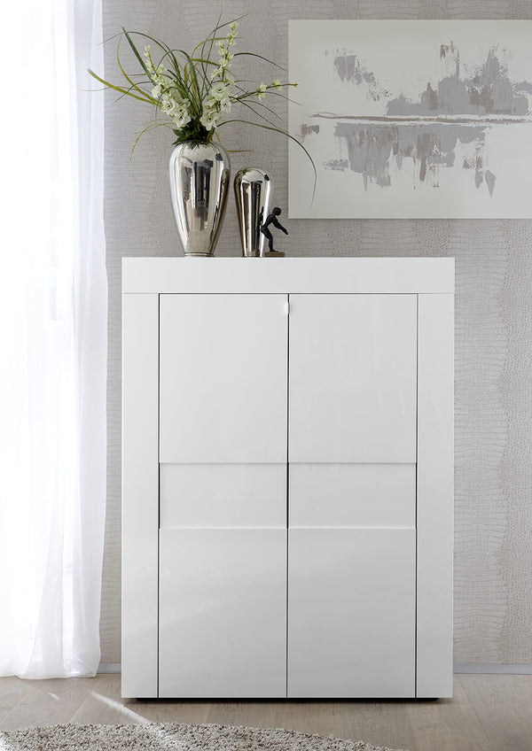prezzo Hochschrank für Wohnzimmer 2 Türen 92 x 42 x 125 cm TFT Build Glossy White