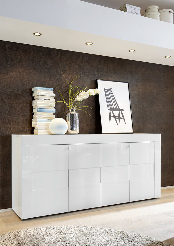 Sideboard Möbel für Wohnzimmer 4 Türen 181x42x84cm TFT Build Weiß Hochglanz online