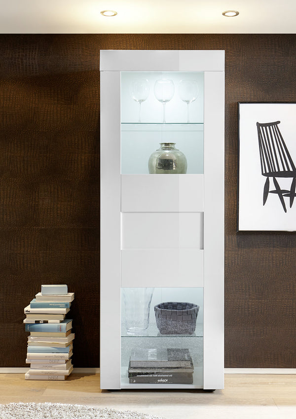 prezzo Hochschrank für Wohnzimmer, 1 Tür, 61 x 42 x 167 cm, TFT-Bauweise, glänzend weiß