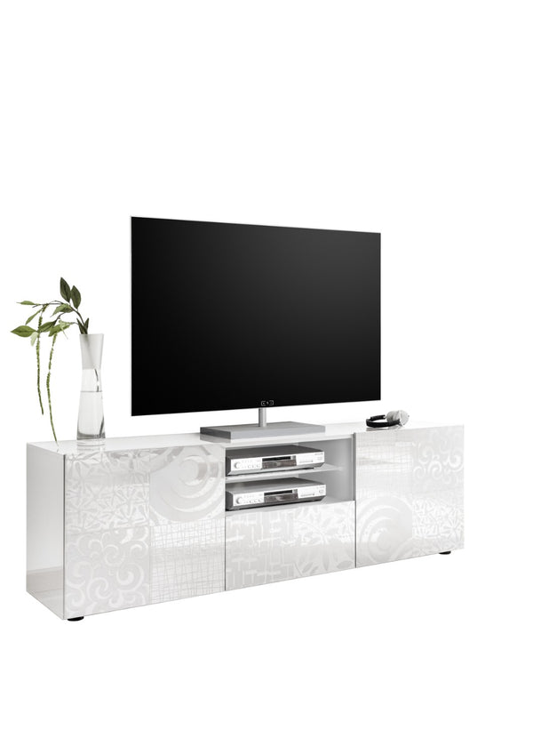 TV-Schrank 1 Schublade 2 Türen 5 Regale in Melamin 180 x 42 x 57 cm TFT Blossom White acquista