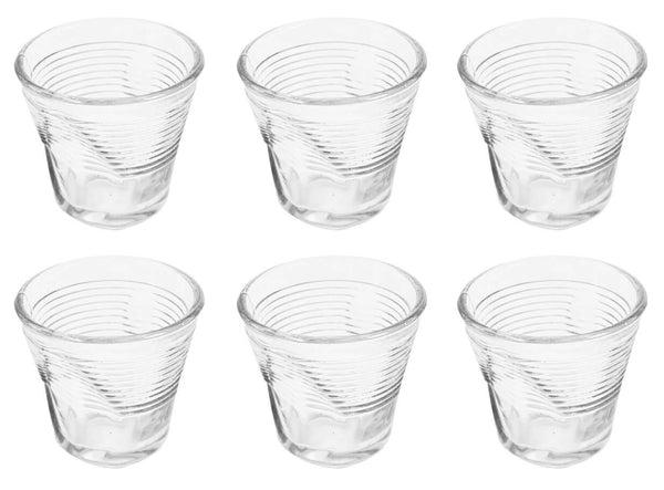 Set mit 6 zerknitterten Kaffeetassen Ø6,5 cm aus transparentem Kaleidos-Pressglas online