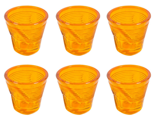 Set 6 zerknitterte Espressotassen Ø6,5 cm aus orangefarbenem Kaleidos-Pressglas online