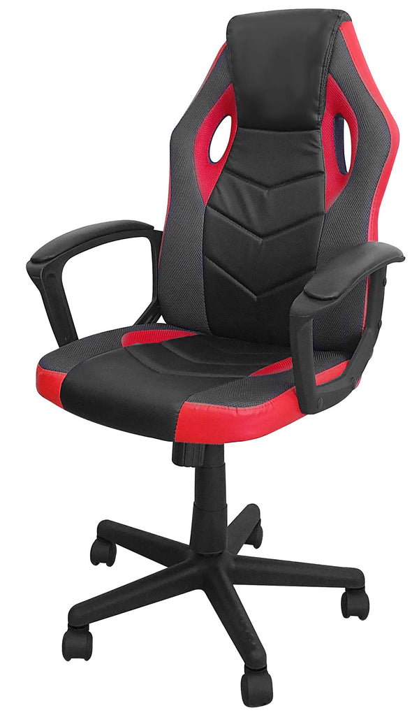 sconto Gaming-Stuhl 54x62x104/112 cm aus schwarzem und rotem Kunstleder