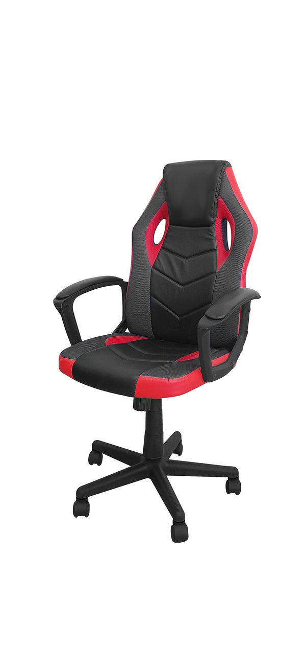 Gaming-Stuhl 54x62x104/112 cm aus schwarzem und rotem Kunstleder sconto