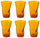 Set mit 6 zerknitterten Gläsern 34 cl Ø8 cm aus orangefarbenem Kaleidos-Pressglas