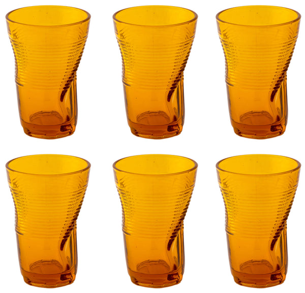 online Set mit 6 zerknitterten Gläsern 34 cl Ø8 cm aus orangefarbenem Kaleidos-Pressglas