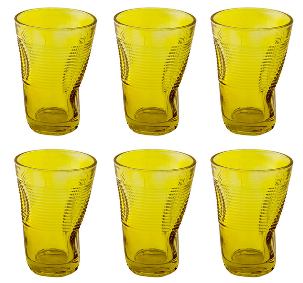 Set mit 6 zerknitterten Gläsern 34 cl Ø8 cm aus gelbem Kaleidos-Pressglas sconto