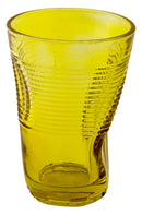 Set 6 Bicchieri Accartocciati 34 cl Ø8 cm in Vetro Pressato Kaleidos Gialli-2