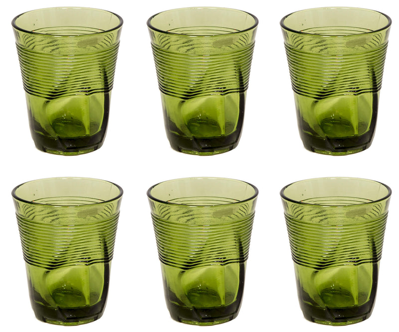 Set 6 Bicchieri Accartocciati 36 cl Ø9 cm in Vetro Pressato Kaleidos Verdi-1