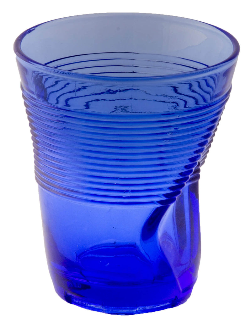 Set 6 Bicchieri Accartocciati 36 cl Ø9 cm in Vetro Pressato Kaleidos Blu-2