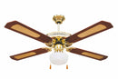 Ventilatore da Soffitto con 4 Pale e Lampada Ø130cm 3 Velocità  Kooper Windy Marrone-1