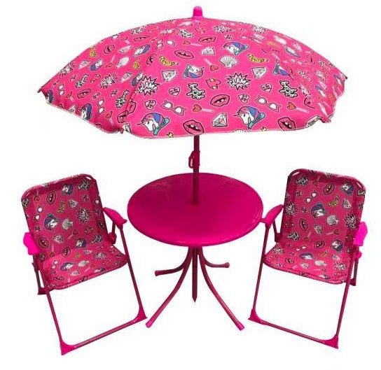 Tisch + 2 Gartenstühle Set für Soriani Glamour Pink Kinder prezzo