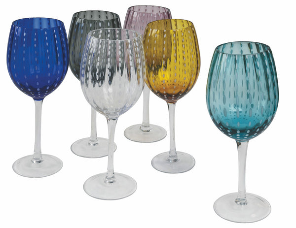 acquista Set mit 6 Bechern aus farbigem Glas mit Polka Dots und gewellter Oberfläche 300 ml Villa d'Este Home Tivoli Shiraz