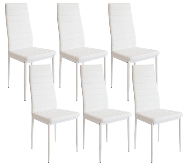Set mit 6 Stühlen 42x40x82 cm in weißem Kunstleder online