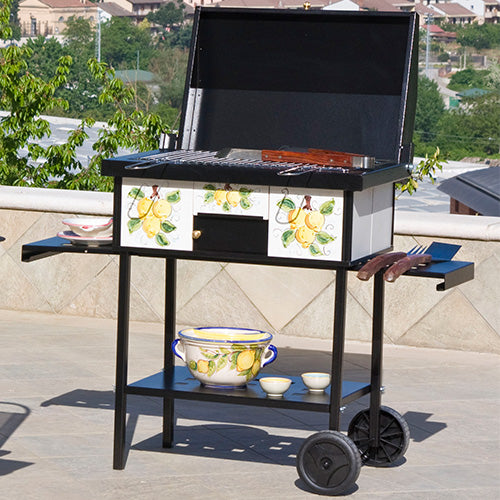 sconto Charcoal Steel Barbecue Holzkohleseite Keramikbeschichtung 