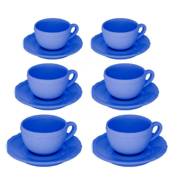 Set 6 Tazzine da Caffè con Piattino Ø7,5xh5 cm in Gres Porcellanato Juliet Blu sconto