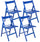 Set mit 4 Klappstühlen 47,5 x 42,5 x 45/79 cm aus blauem FSC-Buchenholz