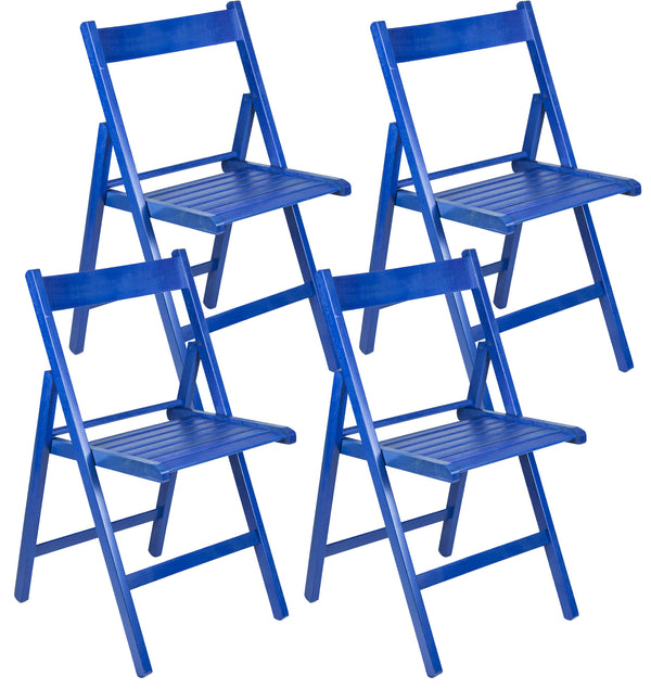 Set mit 4 Klappstühlen 47,5 x 42,5 x 45/79 cm aus blauem FSC-Buchenholz sconto