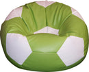 Poltrona a Sacco Pouf Ø100 cm in Similpelle Baselli Pallone da Calcio Verde Limone e Bianco-1