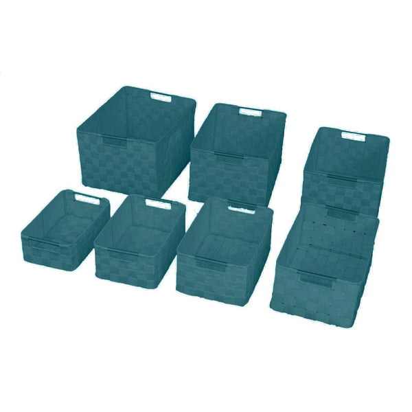 Set aus 7 rechteckigen, wassergrünen Polyester-Schubladen online