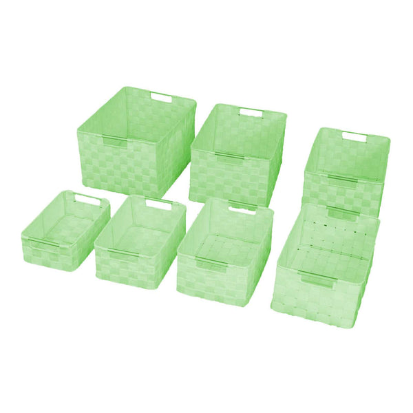 Set aus 7 rechteckigen Schubladen aus hellgrünem Polyester online