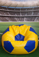 Poltrona a Sacco Pouf Ø100 cm in Similpelle Baselli Pallone da Calcio Giallo e Blu-2