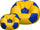 Bean Bag Hocker Ø100 cm aus Kunstleder mit Fußstütze Baselli Gelber und blauer Fußball