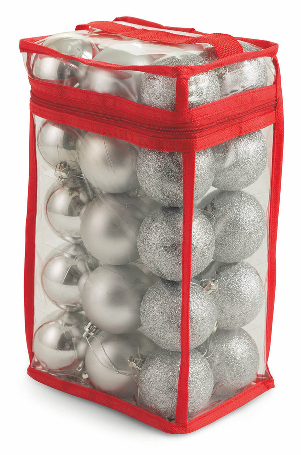 Set mit 30 silbernen Soriani-Dekorationskugeln Ø6 cm für den Weihnachtsbaum sconto