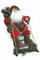 Leuchtende Weihnachtsmannpuppe mit Schlitten 6 Led aus Stoff H60 cm Soriani Rot