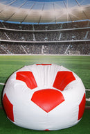 Poltrona a Sacco Pouf Ø100 cm in Similpelle Baselli Pallone da Calcio Bianco e Rosso-2