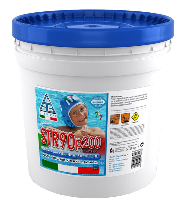 Chlortabletten von 200gr für Schwimmbecken 5 Kg Cag Chemical STR90 prezzo