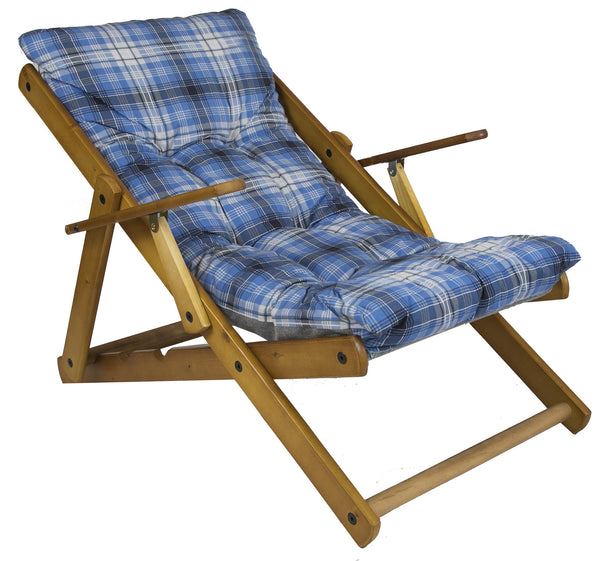 acquista Relaxsessel 3 Positionen aus Holz mit blauem gepolstertem Kissen