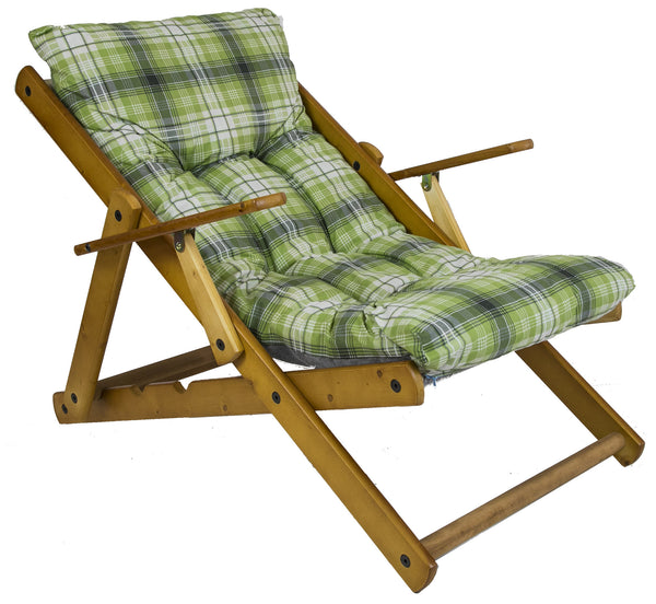 Relaxsessel 3 Positionen aus Holz mit grün gepolstertem Kissen prezzo