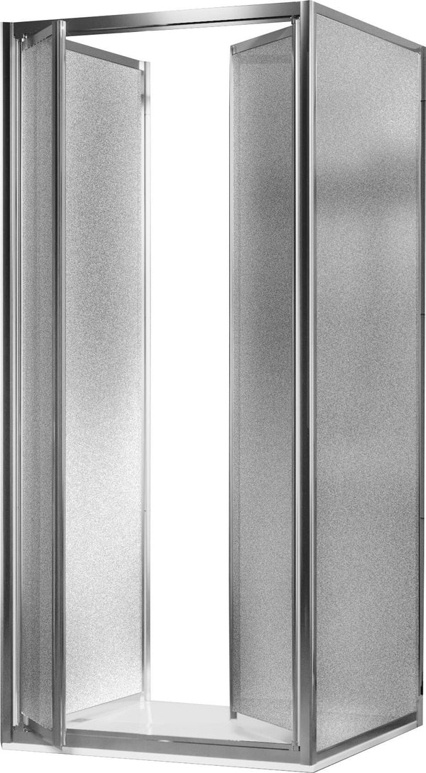 Duschabtrennung, 3 Seiten, 2 Flügeltüren in opakem Kristall, 4–6 mm, H185, Fosterberg Skagen Trio, verschiedene Größen prezzo