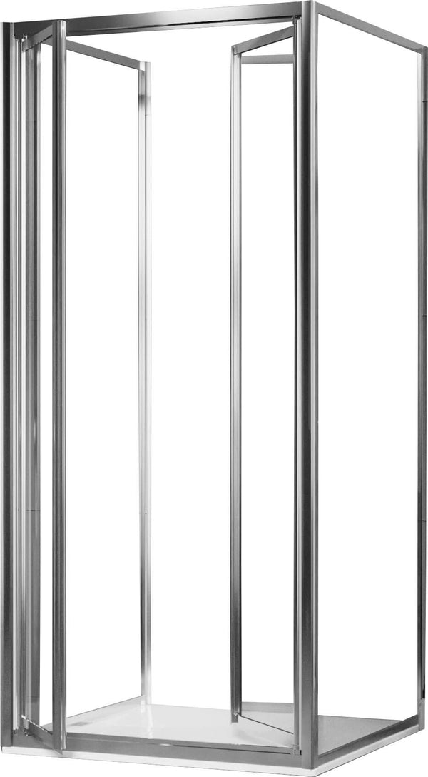 online 3-seitige Duschabtrennung 2 Flügeltüren in transparentem Kristall 4–6 mm H185 Fosterberg Skagen Verschiedene Größen