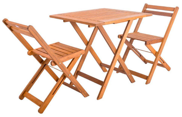 prezzo Set aus Tisch und 2 klappbaren Gartenstühlen aus Merantiholz