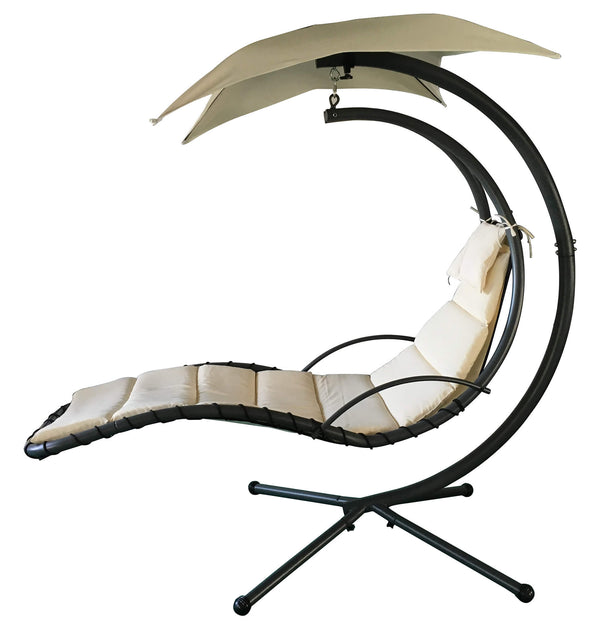 online Schaukel-Hängesessel Relax Chaiselongue 200 x 116 x 205 cm aus Stahl mit Ecru-Dach