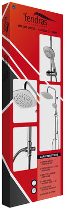 Set Colonna Doccia Soffione Doccetta e Laccio Cromato e Bianco-2