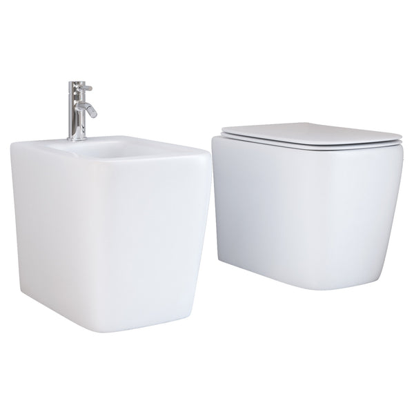 Paar wandbündige WC- und Bidet-Sanitärarmaturen aus Bonussi Nereo-Keramik prezzo