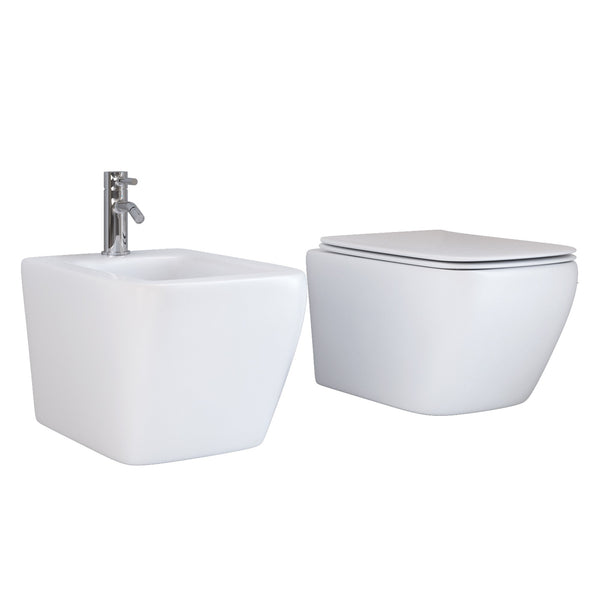 Paar hängende Toiletten- und Bidet-Sanitärartikel aus Bonussi Nereo-Keramik acquista