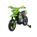 Moto Cross Elettrica per Bambini 6V con Rotelle Verde -1
