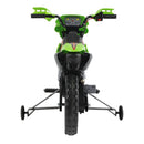 Moto Cross Elettrica per Bambini 6V con Rotelle Verde -7