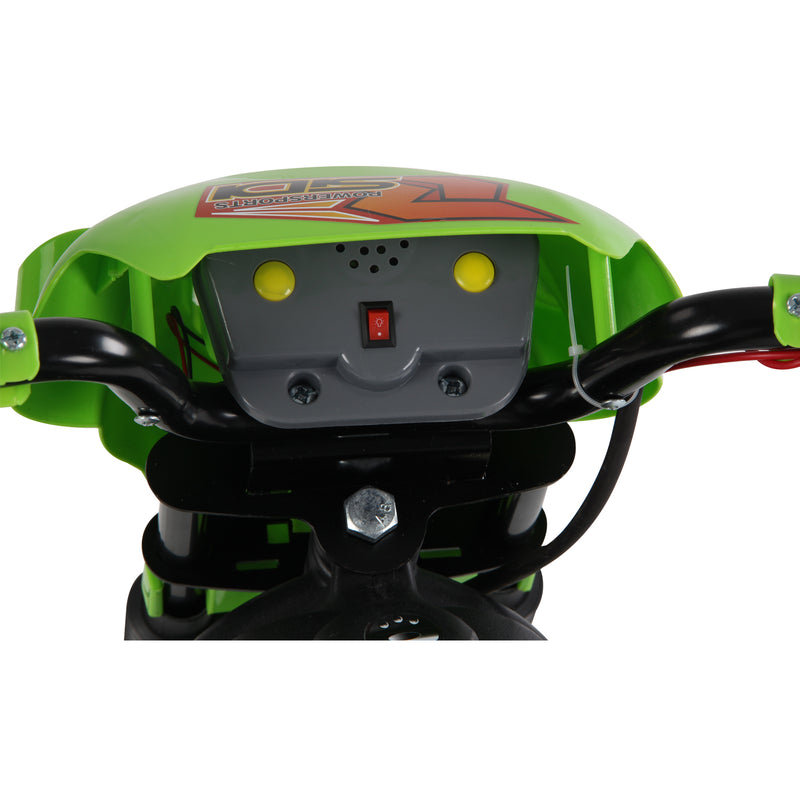 Moto Cross Elettrica per Bambini 6V con Rotelle Verde -8