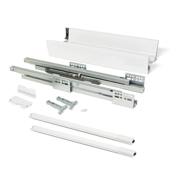 acquista Vantage-Q Küchenschubladen-Kit H141 mm T 450 mm mit Emuca White Steel Soft Closing Rods