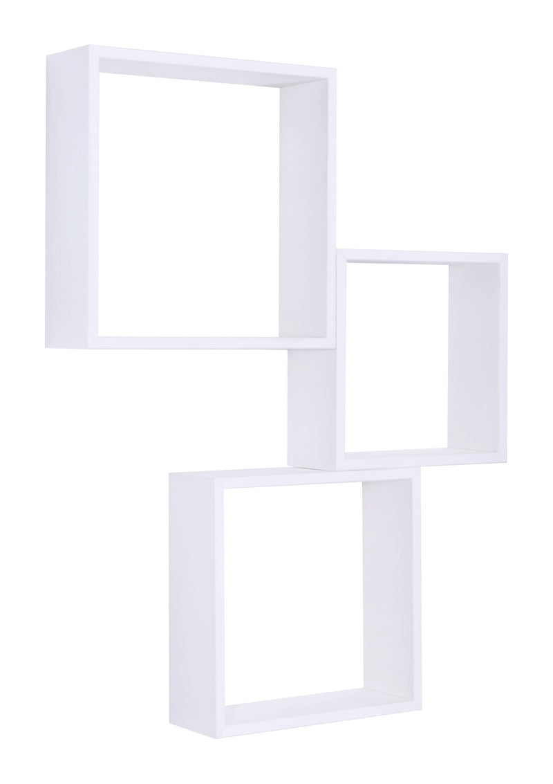Set 3 Mensole da Parete Cubo in Fibra di Legno Incubo Slim Bianco-3
