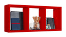 Mensola Rettangolare 3 Scomparti da Parete 70x30x15.5 cm in Fibra di Legno Tristano Rosso-3