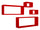 Set 3 Mensole Cubo da Parete Quadrato e Rettangolare in Fibra di Legno Merlino Rosso