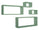 Set 3 Mensole Cubo da Parete Quadrato e Rettangolare in Fibra di Legno Merlino Verde Acqua Marina