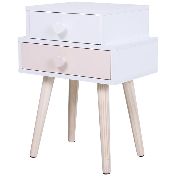 prezzo Nachttisch mit 2 Schubladen aus MDF-Holz 42x30x57 cm Weiß und Rosa