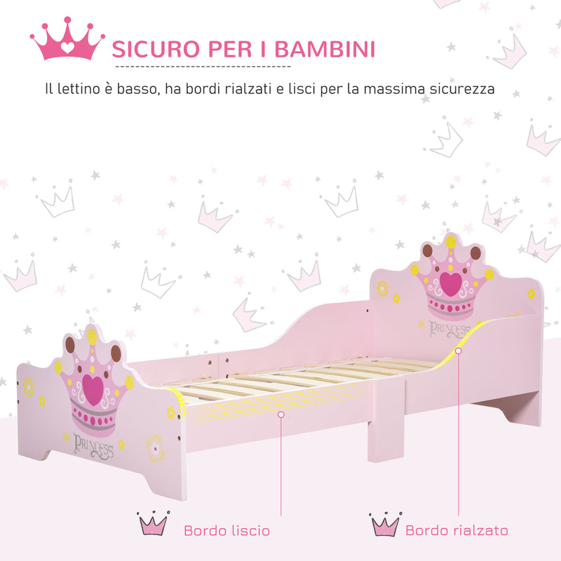 Struttura Letto Singolo per Bambini 143x73x60 cm in Legno di Pioppo Rosa-5